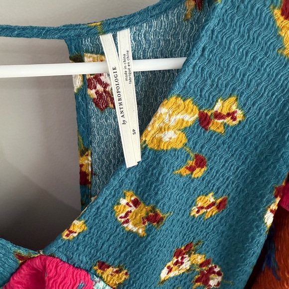 By Anthropologie Ruffled Sleep Mini Dress - Floral Patchwork - Size Small Petite - Picture 11 of 13